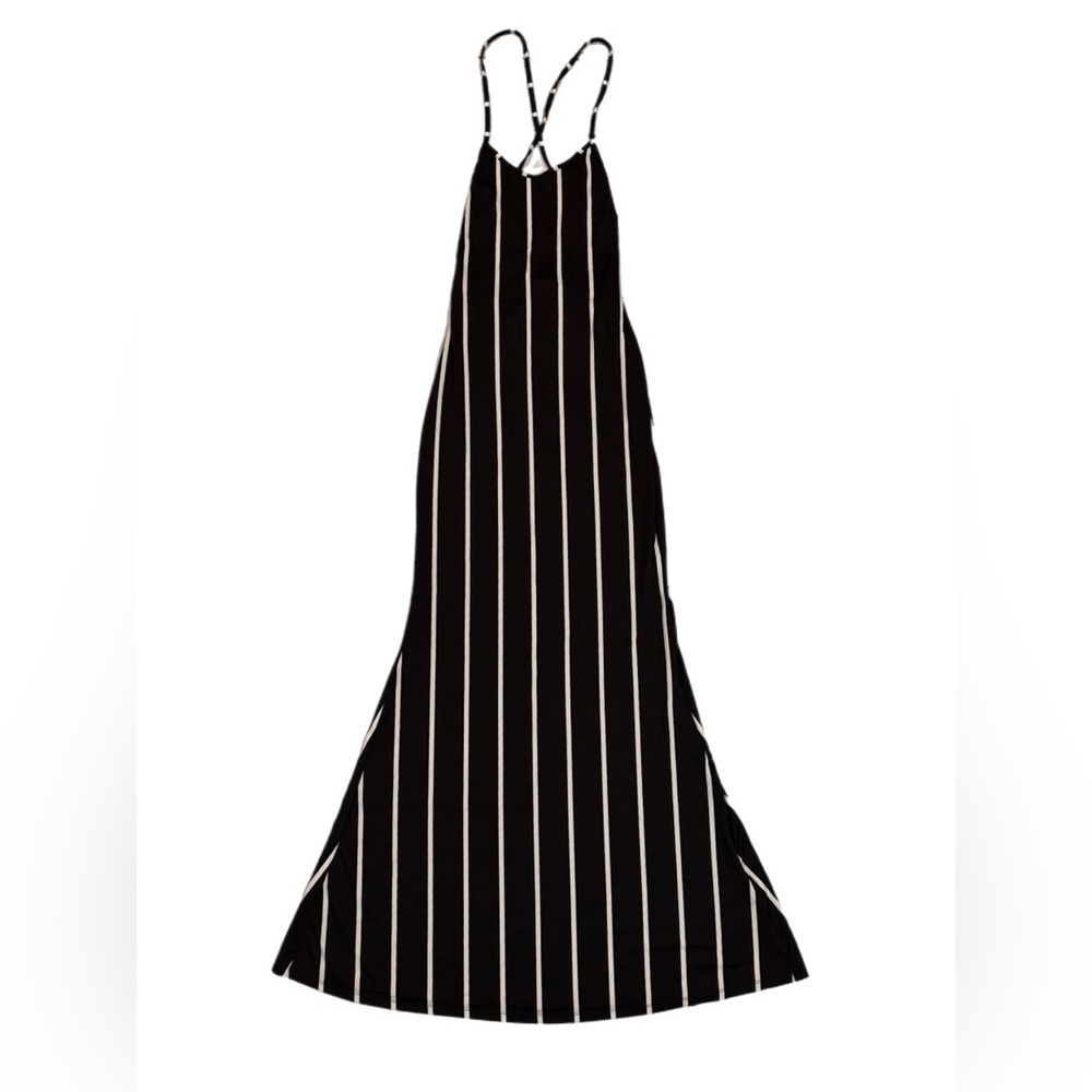 SHEIN | B&W Stripe Long Backless Spaghetti Strap Long Maxi Dress | Size M